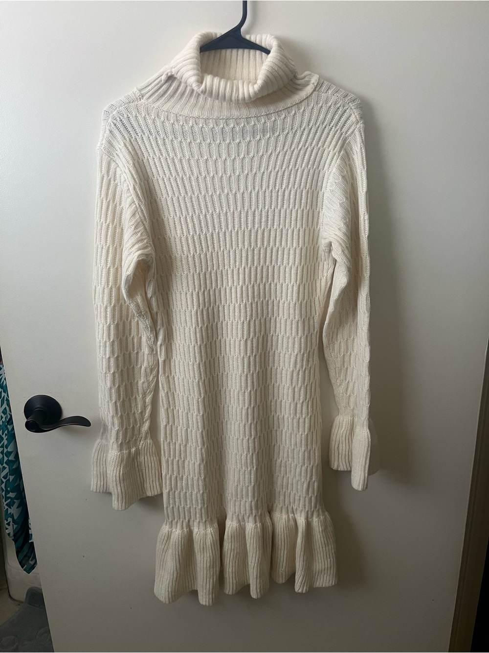 Cream ruffle Sweater Dress